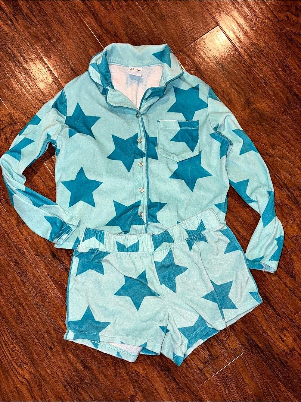 Art Class Star Print Shirt & Shorts Pajama Set Medium (8)
